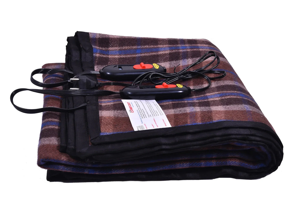 Higa Comfort Electric Blanket Double Bed, Wool Blend, Multicolour - The Amritsar Store