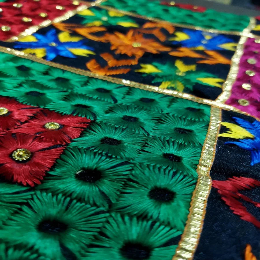 Multicolor Hand Embroidery Phulkari Dupatta with Mirror Work and Gotta Patti by The Amritsar Store - The Amritsar Store