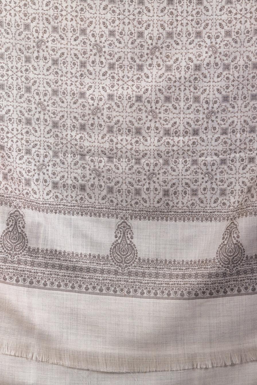 Shawl for Women – Grey Self Weave Wool with Sozni Embroidery | The Amritsar Store - The Amritsar Store