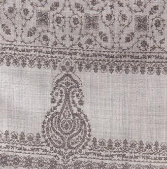 Shawl for Women – Grey Self Weave Wool with Sozni Embroidery | The Amritsar Store - The Amritsar Store