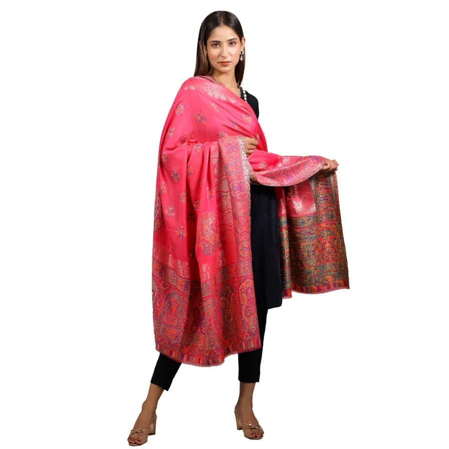 Women's Shawl, Kashmiri Shawl, Kani Zari Weave Shawl, Light Weight Shawl, Suatainable Bamboo Fiber Shawl, Shawl For Women - The Amritsar Store