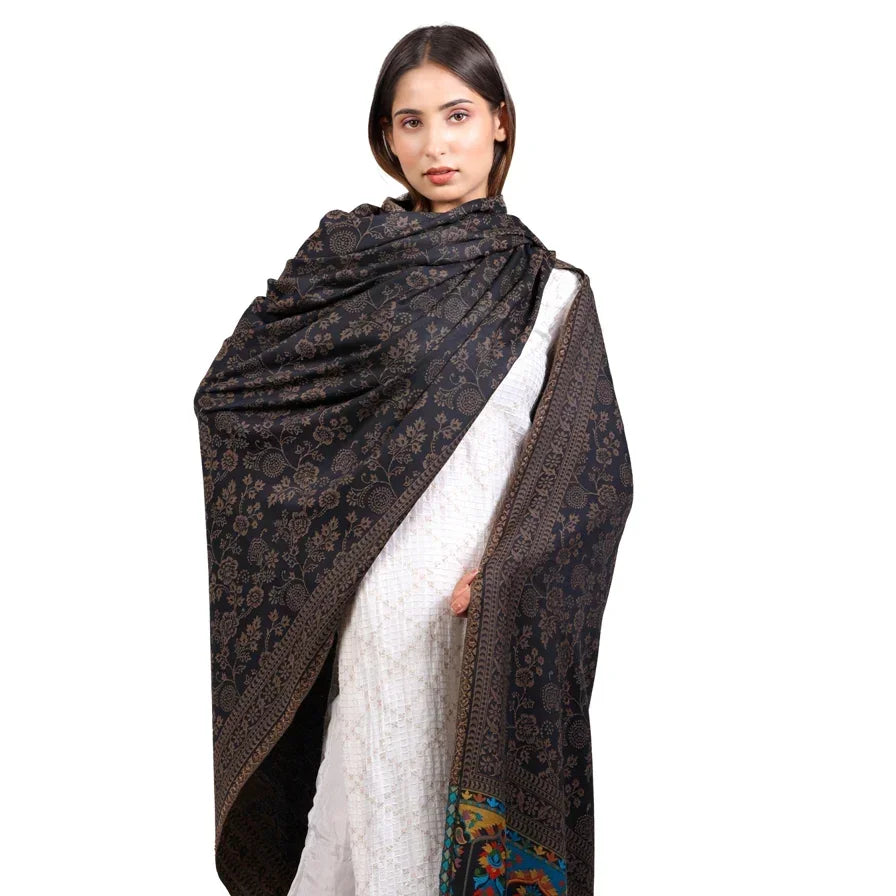 Women's Shawl, Self Weave Kani Shawl, Faux Wool Shawl, Kashmiri Shawl, Shawl For Women - The Amritsar Store