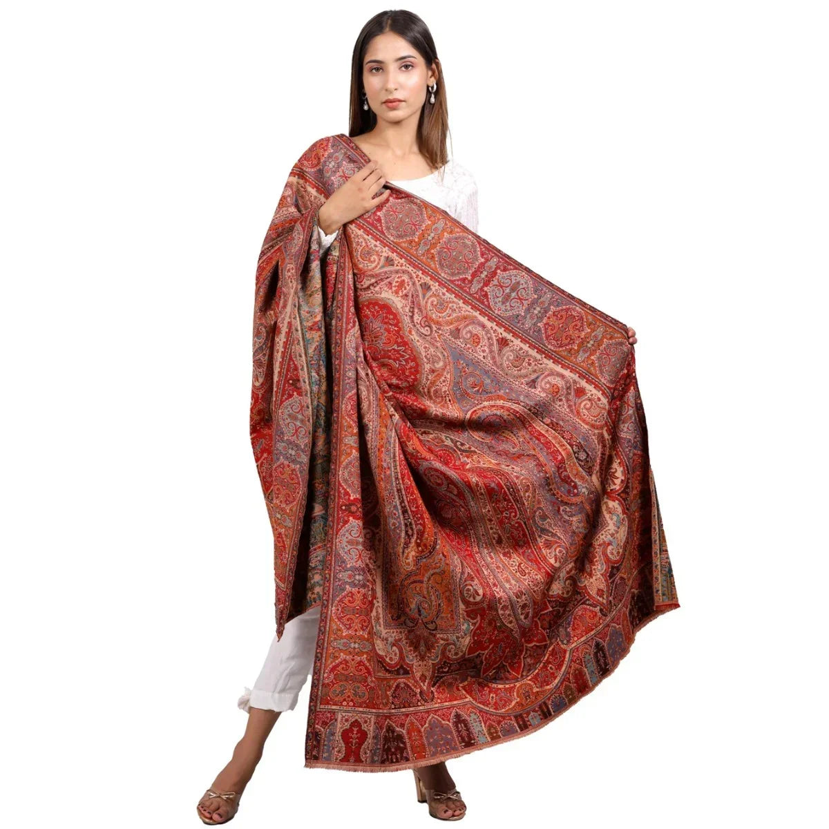 Women's Shawl, Jamawar Shawl, Kashmiri Paisley Shawl, Wool Rich Shawl for Women, Soft & Warm Shawl, Traditional Design - The Amritsar Store