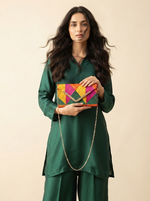 Multicolor Phulkari Embroidered Wallet with Chain for Women |The Amritsar Store