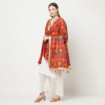 Multicolored Phulkari Dupatta Four Side Gotta Patti With Latkans (Tassels) By The Amritsar Store - The Amritsar Store