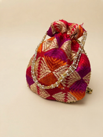 Phulkari Potli Bag – Multicolor Handmade Potli with Pearl Handle | The Amritsar Store