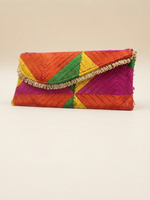 Multicolor Phulkari Shagun Lifafa with Golden Lace |The Amritsar Store