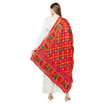 Red Phulkari Duapatta Four Side Heavy Borders With Mirror Work By The Amritsar Store - The Amritsar Store