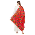 Red Phulkari Duapatta Four Side Heavy Borders With Mirror Work By The Amritsar Store - The Amritsar Store