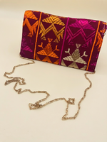 Multicolor Phulkari Embroidered Wallet for Women with Golden Chain |The Amritsar Store