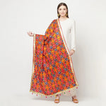 Multicolored Phulkari Dupatta Four Side Gotta Patti With Latkans (Tassels) By The Amritsar Store - The Amritsar Store