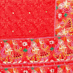 Red Four Side Border Farmer Heavy Embroidery with Tassels & Stone Work Phulkari Dupatta By The Amritsar Store - The Amritsar Store