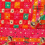 Red Phulkari Duapatta Four Side Heavy Borders With Mirror Work By The Amritsar Store - The Amritsar Store