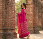 Phulkari Saree - Hand Embroidered Saree in Magenta color | The Amritsar Store - The Amritsar Store
