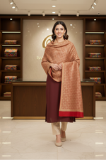 The Amritsar Store Women's Shawl Full Heavy Embroidery Jaal-Red Color