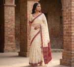 Phulkari Saree – Hand Embroidered White Saree For Women | The Amritsar Store