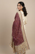 The Amritsar Store Kashmiri Jaal Weave Shawl with Floral Motifs