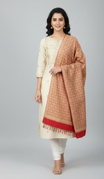 The Amritsar Store Women's Shawl Full Heavy Embroidery Jaal-Red Color