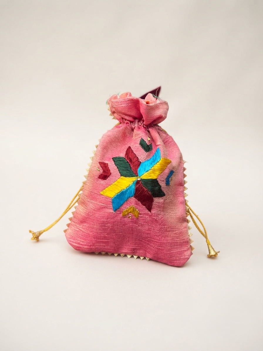 Phulkari Potli – Hand Embroidered Punjabi Potli Bag | The Amritsar Store