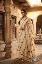 Phulkari Dupatta – Hand Embroidered Off White Floral Wrap| The Amritsar Store