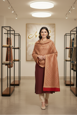 The Amritsar Store Women's Shawl Full Heavy Embroidery Jaal-Red Color