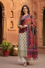 Paisley Tie-Dye Shawl with Multicolor Kashmiri Aari Embroidery