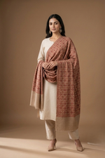 The Amritsar Store "Beige Hand Embroidery Shawl – Elegant Wool Wrap for Women"