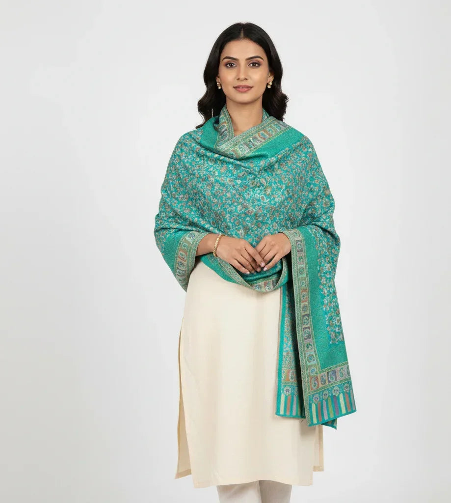 The Amritsar Store Womens Kani Zari Stole with Traditional Charm - The Amritsar Store