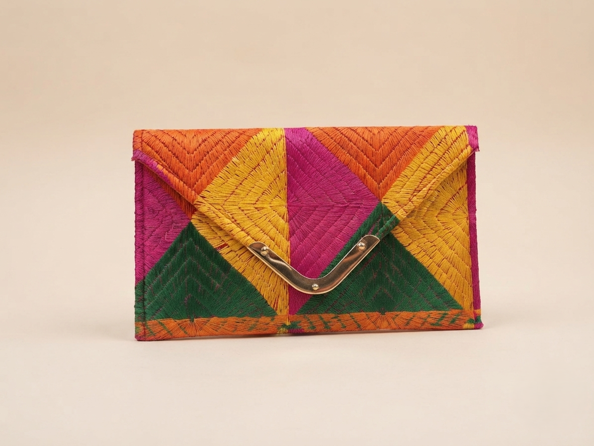 Multicolor Phulkari Embroidered Clutch Wallet for Women |The Amritsar Store