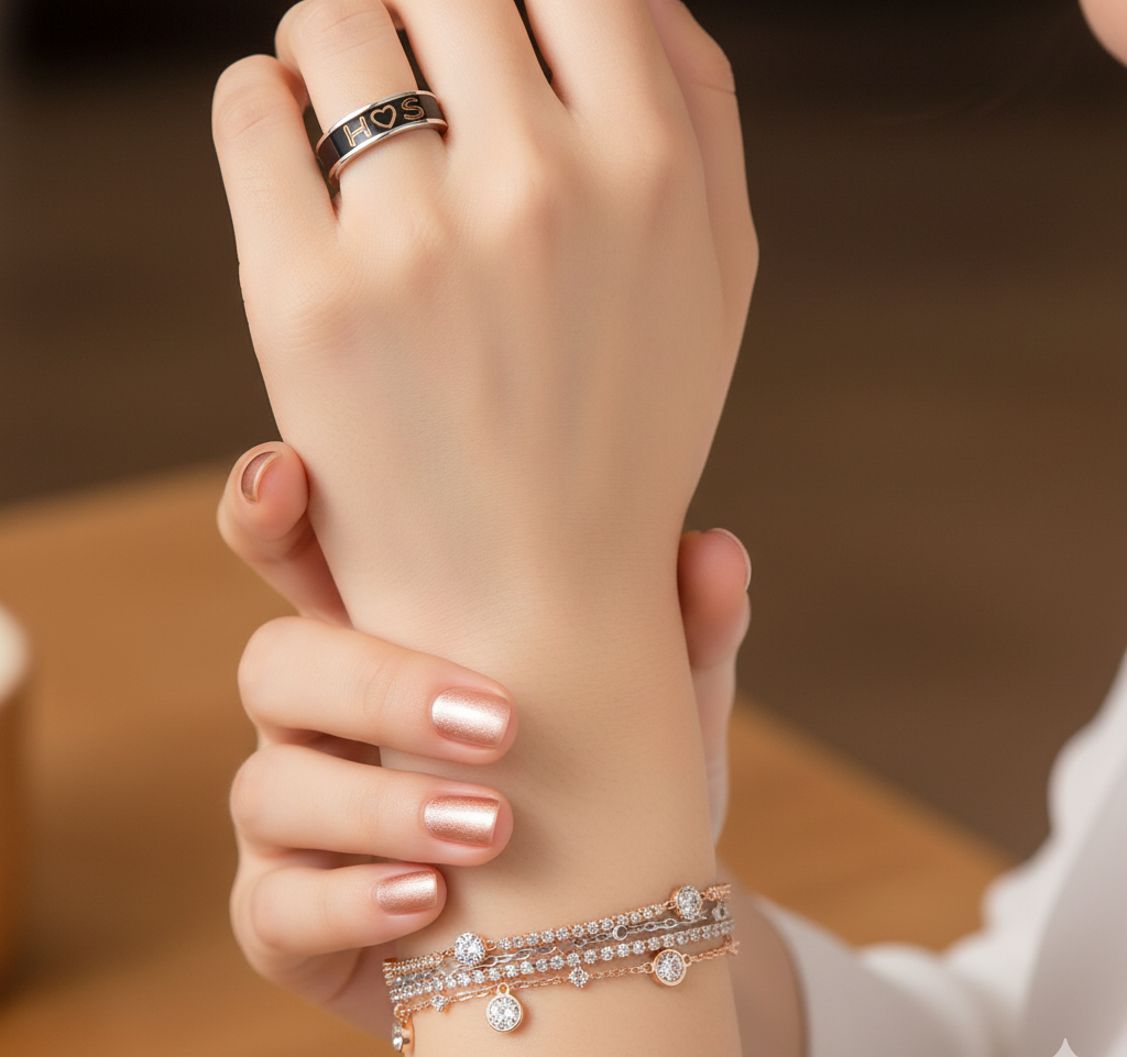 The Amritsar Store Name Engraved Black Ring