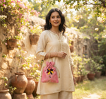 Phulkari Potli– Pink Hand Embroidered Floral Potli | The Amritsar Store