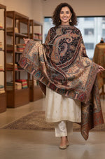 The Amritsar Store Women's Shawl, Jamawar Kani Shawl, Kashmiri Shawl, Paisley Design Woven Shawl, Faux Wool Shawl, Warm Shawl, Shawl For Women - The Amritsar Store