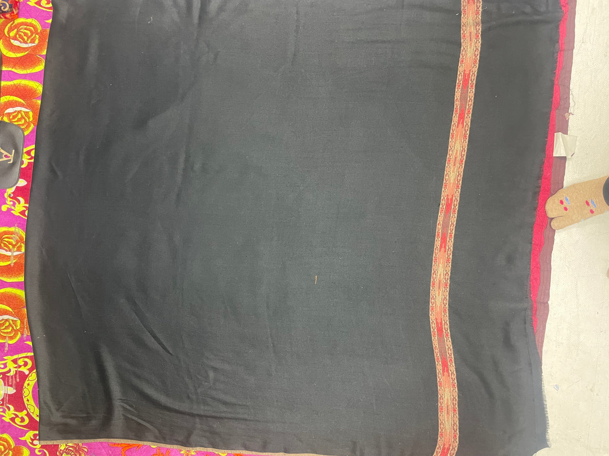 Himalayan Kullu Shawl, Four Side Border, Soft Wool Scarf, Large Wrap, Meditation Shawl, Over Sized Blanket, Light Weight & Warm Shawl. Unisex