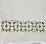 The Amritsar Store Phulkari Hand Embroidered Off-White Stole with Green Borders - The Amritsar Store