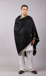 Hand Embroidered Kashmiri Shawl, Paisleys Embroidered In The Four Corners Surrounded With Embroidery. Warm Light Weight Shawl, Large Wool Shawl Unisex - The Amritsar Store