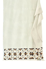 The Amritsar Store Phulkari Hand-Embroidered Cream Stole with geometric Pattern - The Amritsar Store