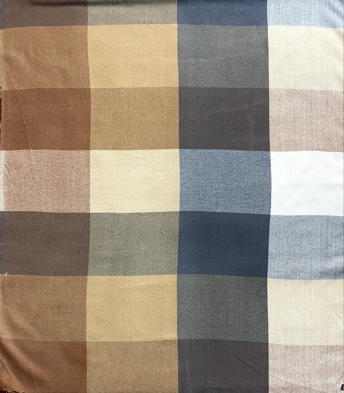 The Amritsar Store Brown, Beige & Grey Check Wool Scarf