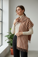 The Amritsar Store Brown & White Patterned Scarf