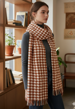 The Amritsar Store Brown & White Patterned Scarf