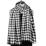 The Amritsar Store Classic Black & White Check Wool Scarf