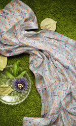 Peach dupatta with multicolor phulkari