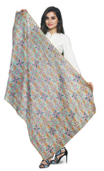 Peach dupatta with multicolor phulkari - The Amritsar Store