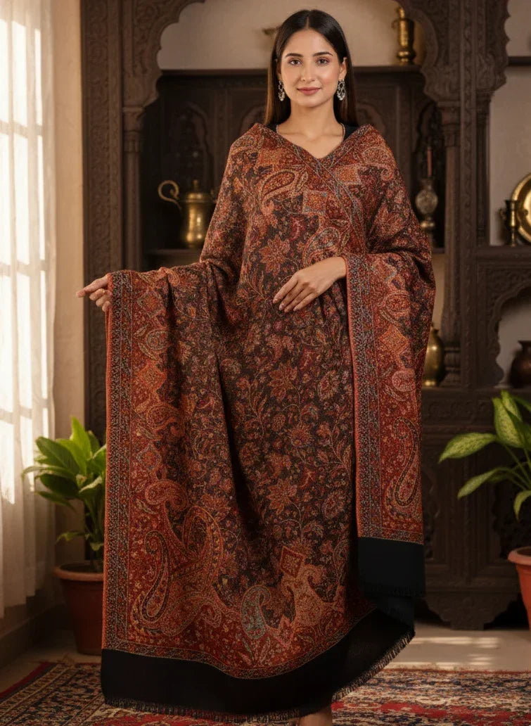 The Amritsar Store Evergreen Elegance: Kashmiri Kani Jamawar Shawl for Women - The Amritsar Store