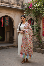 The Amritsar Store Kashmiri Sozni Embroidered Stole – Multicolor with Pastel Paisley Border