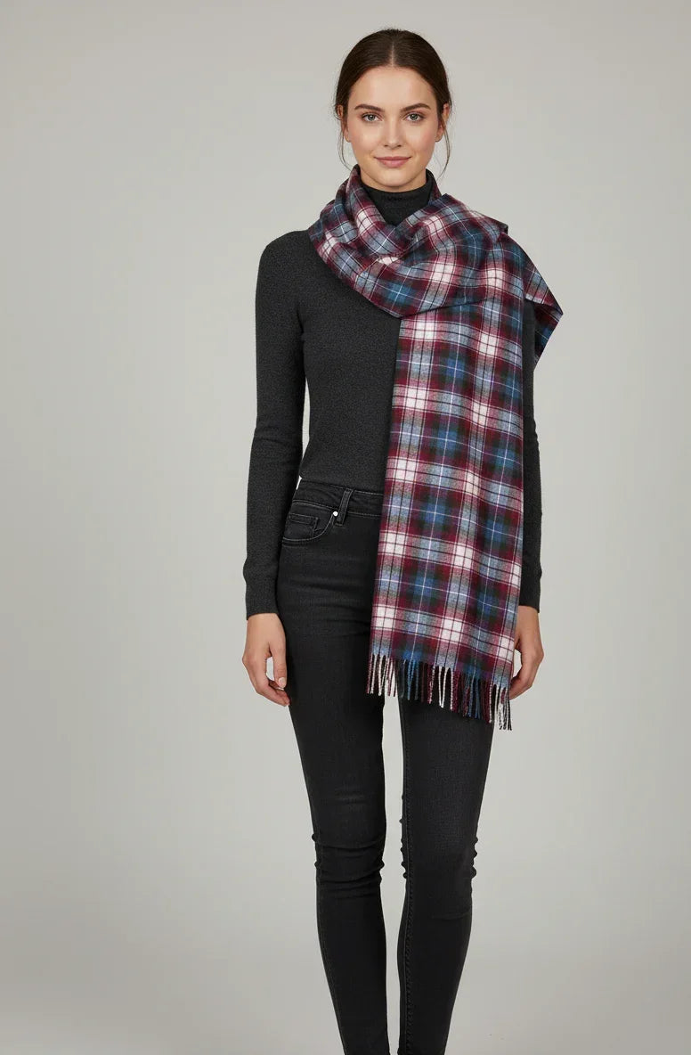 Blue & Red Plaid Wool Scarf – Soft Winter Wrap for Men & Women | The Amritsar Store - The Amritsar Store