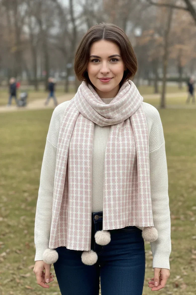 Neutral Check Wool Scarf – Soft Winter Scarf for Men & Women | The Amritsar Store - The Amritsar Store