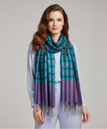 The Amritsar Store ,Multicolor Bamboo Silk Scarf, Soft & Fine Quality with Check Pattern Reversible - The Amritsar Store