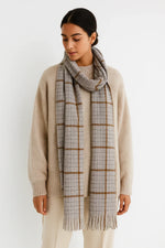 Grey Checkered Scarf for Men & Women – Lightweight Soft Fringe Wrap | The Amritsar Store - The Amritsar Store