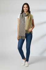 "Two-Tone Reversible Scarf with Houndstooth and Double-G Pattern, Unisex Fashion Accessory by The Amritsar Store"