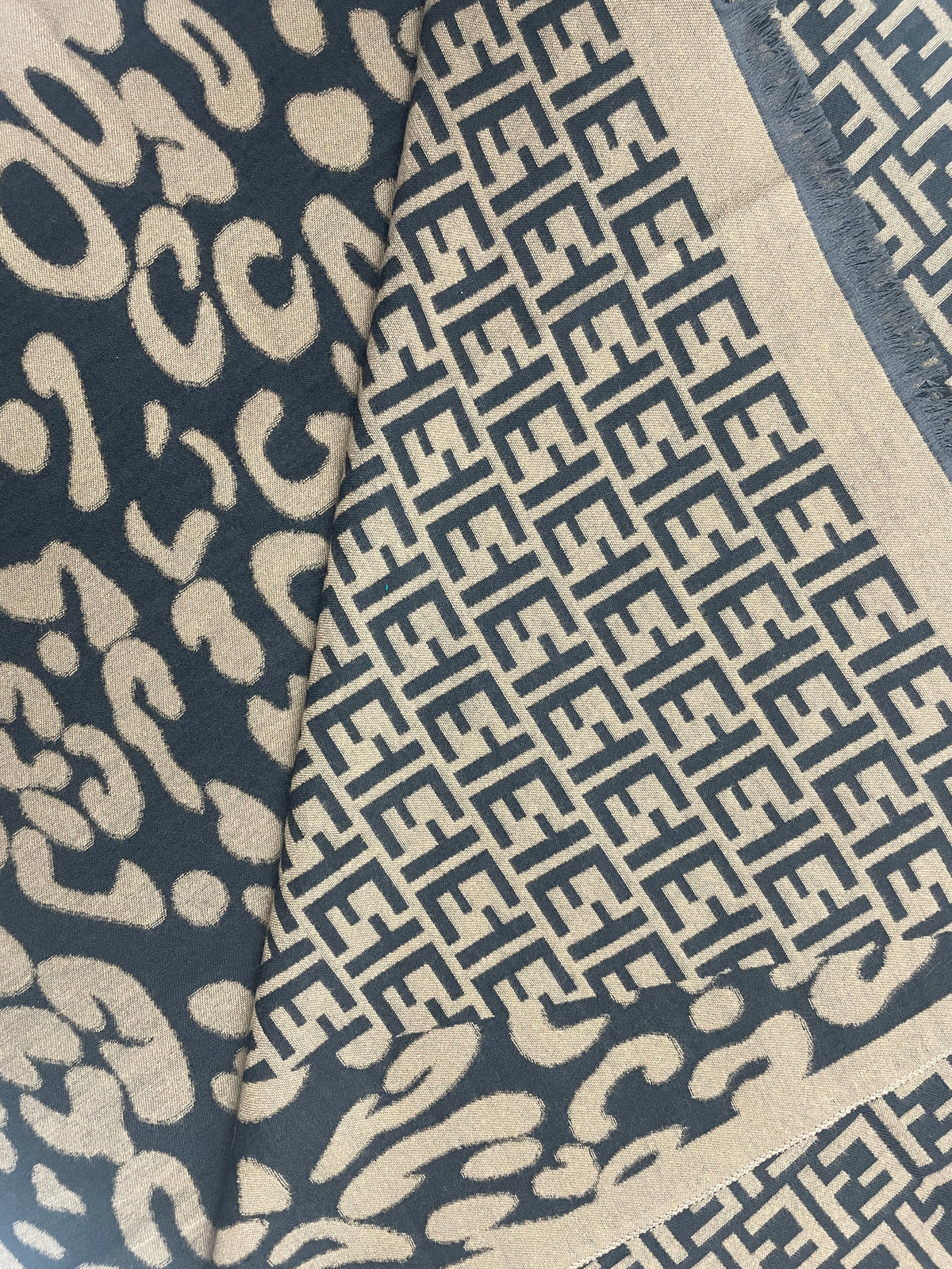 "Reversible Leopard Print and Fendi-Inspired Scarf, Stylish Unisex Fashion Wrap by The Amritsar Store"